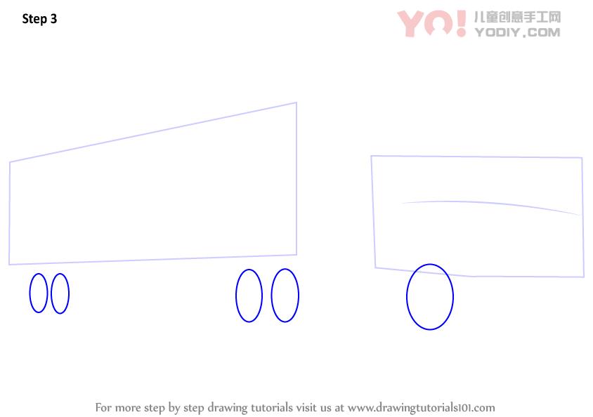 图片[4]-学习如何画一辆卡车和拖车（卡车）-YO儿童创意手工网
