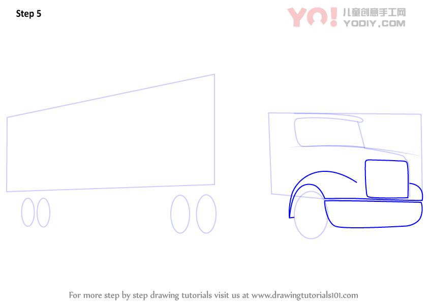 图片[6]-学习如何画一辆卡车和拖车（卡车）-YO儿童创意手工网
