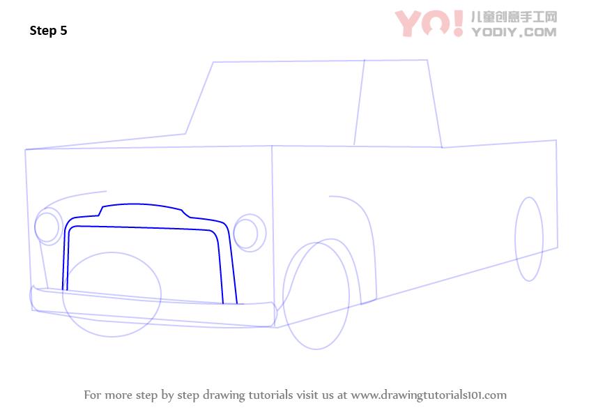 图片[6]-了解如何绘制GMC皮卡（卡车）-YO儿童创意手工网
