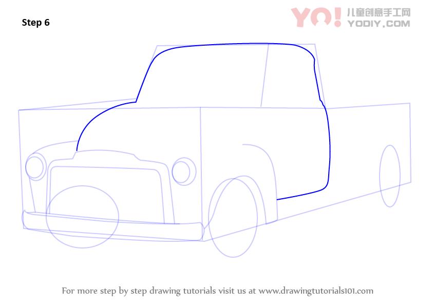 图片[7]-了解如何绘制GMC皮卡（卡车）-YO儿童创意手工网