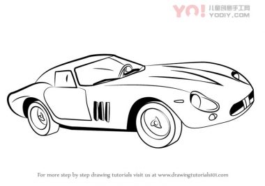 超跑汽车/跑车简笔画步骤教学-优优资源