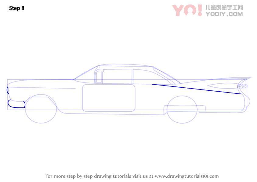 图片[9]-复古凯迪拉克汽车卡通简笔画步骤教学-YO儿童创意手工网