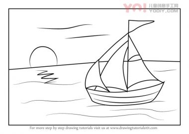 帆船简笔画儿童卡通简笔画-优优资源