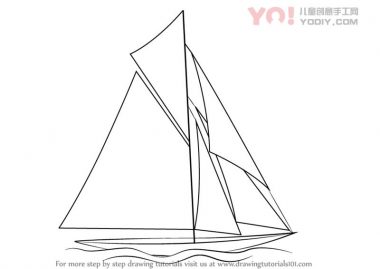帆船简笔画儿童卡通简笔画步骤教程-优优资源