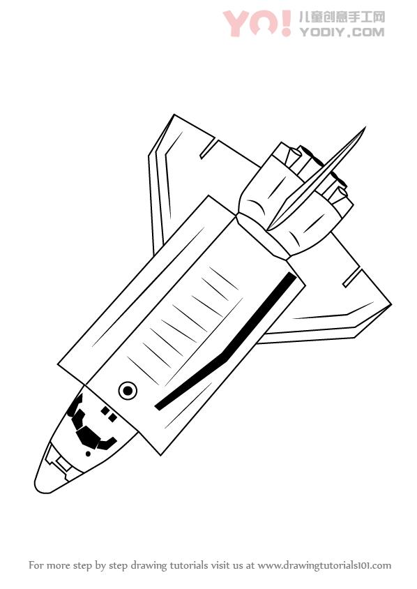 图片[1]-航天飞机简笔画 手抄报素材 儿童卡通太空简笔画-YO儿童创意手工网