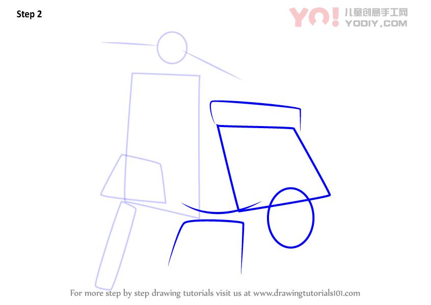 图片[3]-踏板车简笔画教程步骤教学电动车摩托车简笔画-YO儿童创意手工网