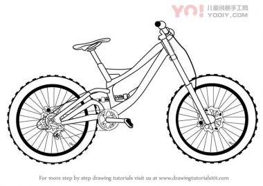 山地自行车简笔画步骤教学教程-优优资源