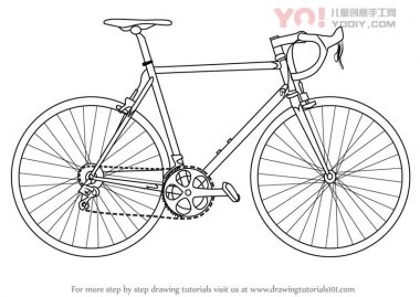 运动自行车简笔画步骤教学教程-优优资源