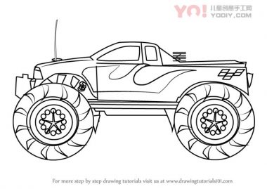 儿童创意汽车越野车简笔画步骤教学-优优资源