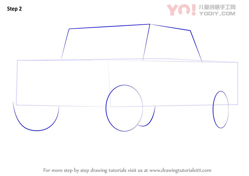图片[3]-汽车简笔画 进阶步骤教程 皮卡车简笔画-YO儿童创意手工网