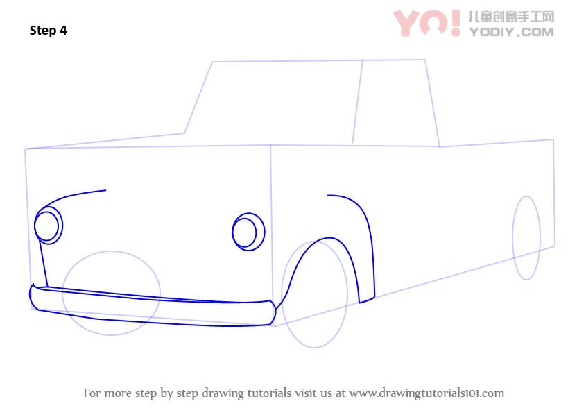图片[5]-皮卡车简笔画 儿童卡车简笔画 步骤教学-YO儿童创意手工网