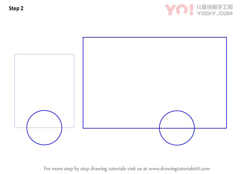 图片[3]-儿童简笔画 卡车、货车简笔画步骤教学-YO儿童创意手工网