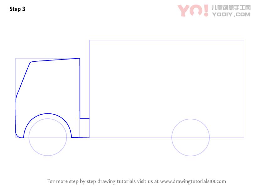 图片[4]-儿童简笔画 卡车、货车简笔画步骤教学-YO儿童创意手工网