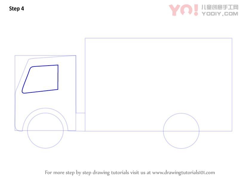 图片[5]-儿童简笔画 卡车、货车简笔画步骤教学-YO儿童创意手工网