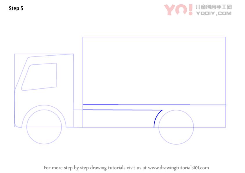 图片[6]-儿童简笔画 卡车、货车简笔画步骤教学-YO儿童创意手工网