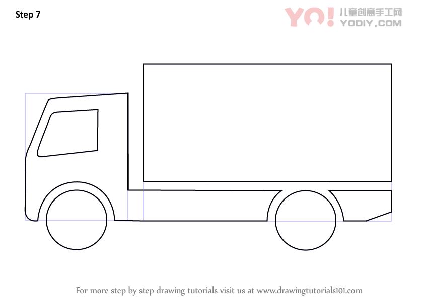 图片[8]-儿童简笔画 卡车、货车简笔画步骤教学-YO儿童创意手工网