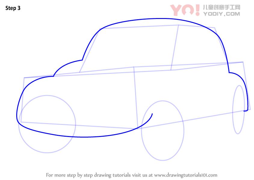 图片[4]-儿童简笔画 大众甲壳虫汽车简笔画步骤教学-YO儿童创意手工网