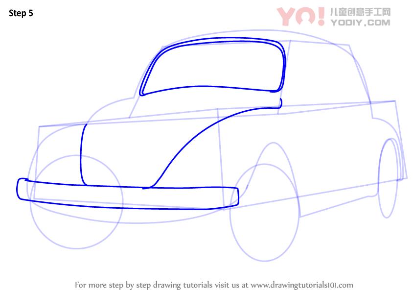 图片[6]-儿童简笔画 大众甲壳虫汽车简笔画步骤教学-YO儿童创意手工网