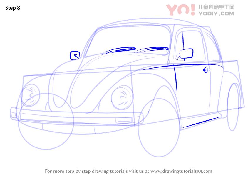 图片[9]-儿童简笔画 大众甲壳虫汽车简笔画步骤教学-YO儿童创意手工网
