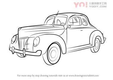 1940福特豪华汽车简笔画-优优资源