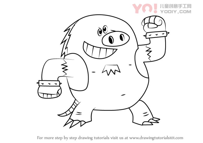 图片[1]-学习如何从养兽人（养家糊日）绘制熔岩鼹鼠-YO儿童创意手工网