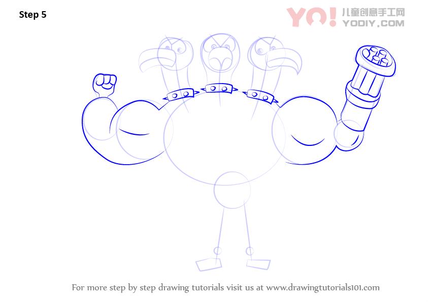 图片[6]-了解如何从养兽人（养家糊日）绘制三个头鸟-YO儿童创意手工网