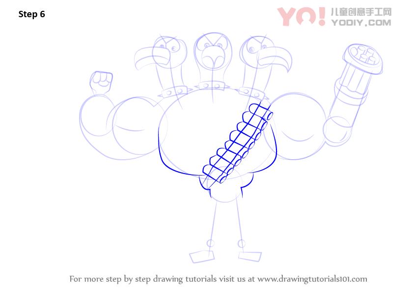 图片[7]-了解如何从养兽人（养家糊日）绘制三个头鸟-YO儿童创意手工网