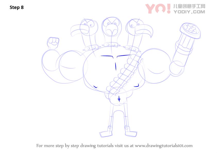 图片[9]-了解如何从养兽人（养家糊日）绘制三个头鸟-YO儿童创意手工网
