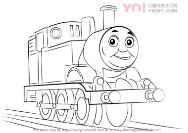 步骤教学简笔画 托马斯火车头简笔画-优优资源