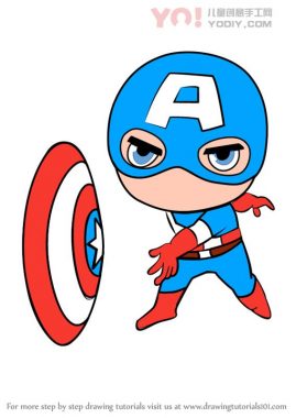 学习如何绘制Chibi Captain America（Chibi角色）-优优资源