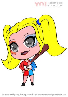 学习如何绘制Chibi Harley Quinn（Chibi角色）-优优资源