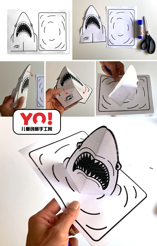 图片[2]-立体鲨鱼涂涂画画儿童手工动物创意手工-YO儿童创意手工网